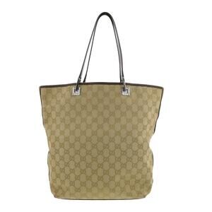 GUCCI Tote Bag Gold GG Canvas Sherry